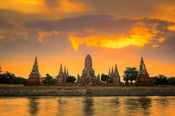 crepuscolo-Ayutthaya,Tailandia